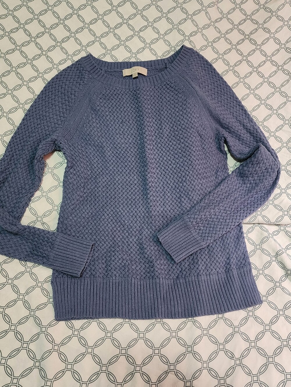 Ann Taylor LOFT Basketweave Knit Raglan Pullover Sweater, SZ M
